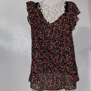 Womans Libby Edelman Size L Floral Print Black/Red